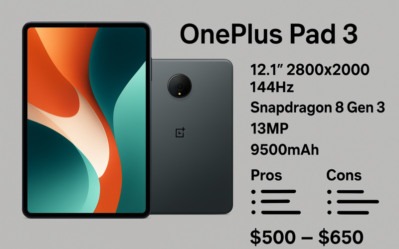 سعر ومواصفات وان بلس باد 3 OnePlus Pad 3 | اكتشف المميزات والعيوب