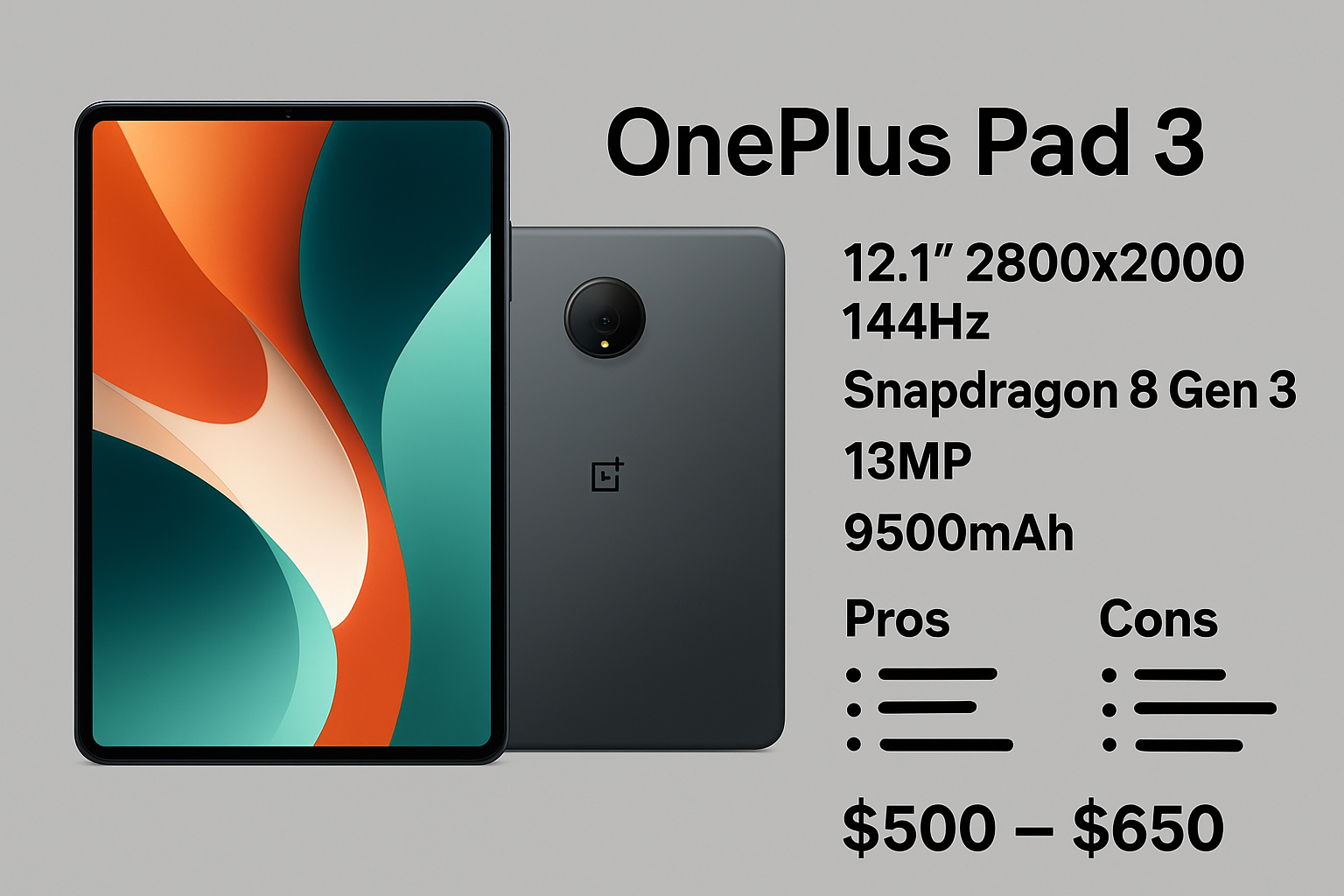 سعر ومواصفات وان بلس باد 3 OnePlus Pad 3 | اكتشف المميزات والعيوب
