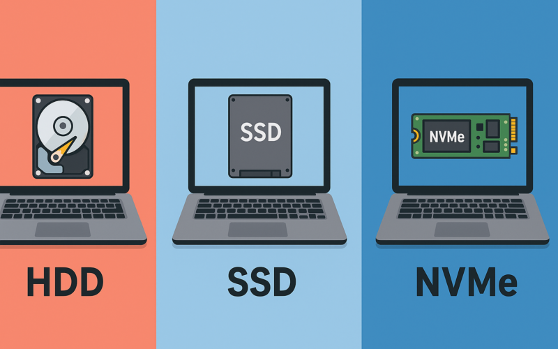 أفضل تقنيات التخزين للابتوب 2025: مقارنة شاملة بين SSD وHDD وNVMe