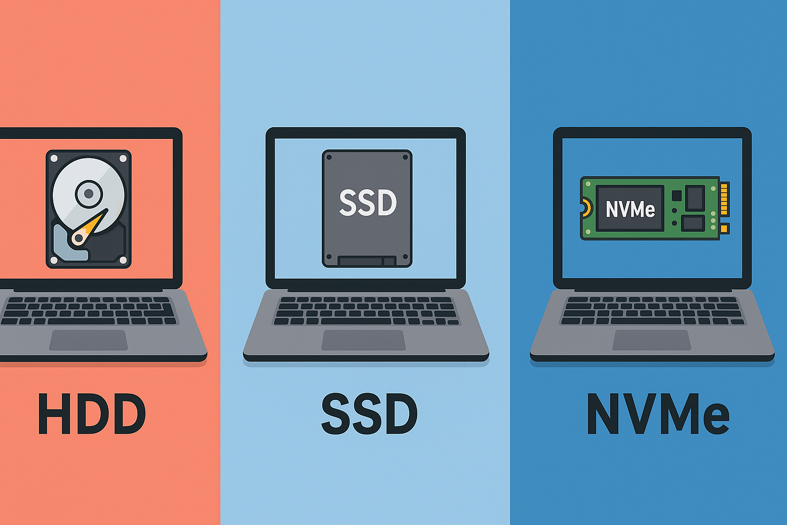 أفضل تقنيات التخزين للابتوب 2025: مقارنة شاملة بين SSD وHDD وNVMe